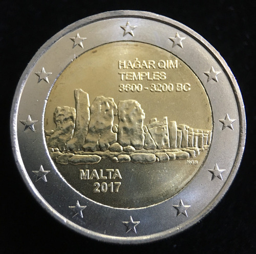 Malta, 2 Euro, 2017. Bimetalica. Templo Hagar Qim. Unc