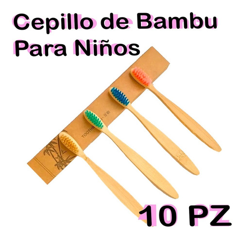 Paquete Cepillo De Dientes Ecológico De Bambú Niños