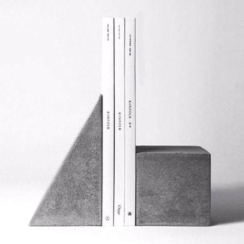 Imagen 1 de 5 de Sujetalibros Figuras Geometricas Minimalista Cemento+maceta