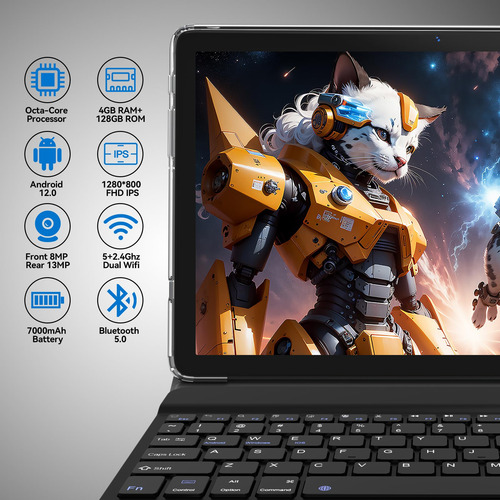 Tablet Android 2 En 1 Con Teclado Y 128 Gb De Almacenamiento