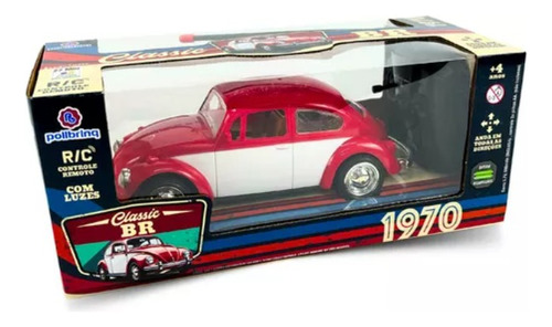 Carrinho De Controle Remoto Fusca Recarregável Com Luz 2227 Cor Vermelho