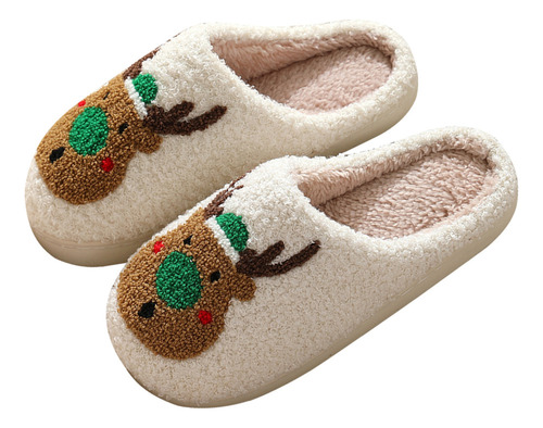 Zapatillas Navideñas Con Forma De Ciervo, Pantuflas Cáli [u]