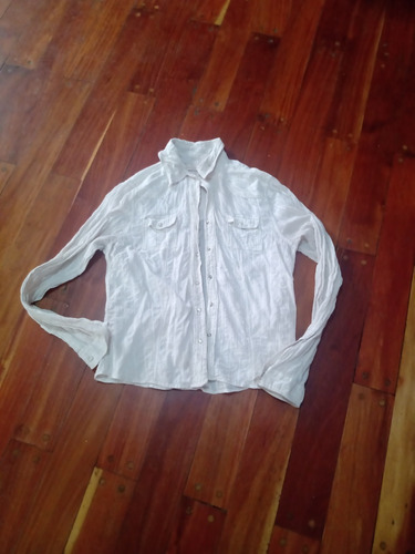 Camisa Manga Larga Blanca Talle M.brillitos.