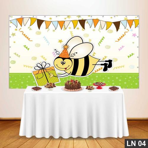 Imagem 4 de 6 de Painel De Festa Aniversário Abelha Abelhinha 1,50x1,00m Lona