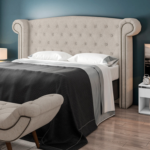 Cabeceira Cama Box Casal Quarto 140cm Sofia Linho Cru