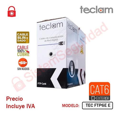 Imagen 3 de 4 de Cable Utp Exterior Cat5e 5e Rollo 305m Cat5 Teclam Bobina