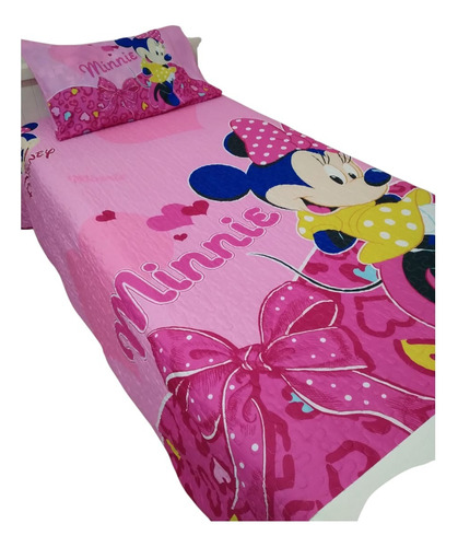 Acolchado Corderito Disney 1 1/2 Plaza 220x190 Cm Rosa Minnie