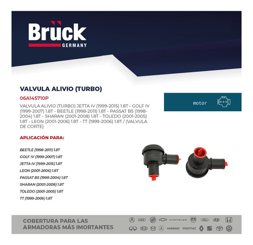 Valvula Alivio Clasico Jetta 99 - 15 Golf A4 Beetle 06 - 10