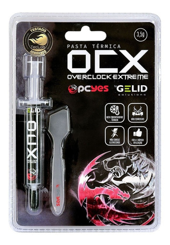 Pasta Termica Pcyes Ocx 3,5 G 8.5 W Gelid Overclock Extreme Prata Silver Similar Cooler Master Gel Maker Nano Mx4 K769 