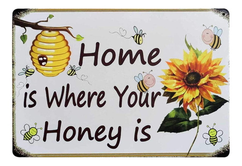 Home Is Where Your Honey Is Bee Happy Vintage Sunflower...