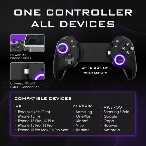 Vagabond Games Controller, Android, iPhone 16 (usb-c)