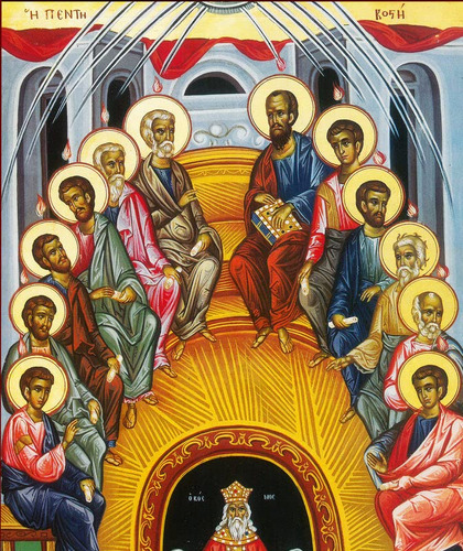 El Icono De Pentecostés, Icono Ortodoxo Griego Hecho A Mano