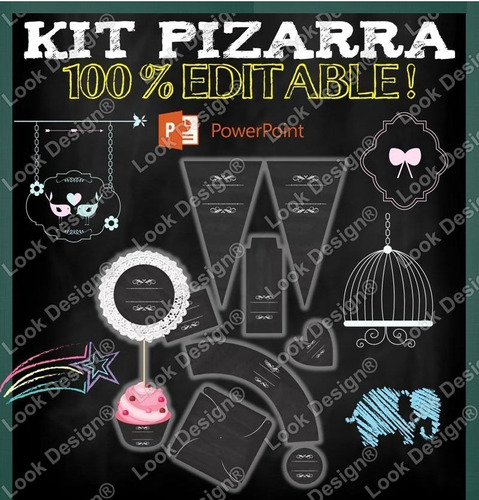 Kit Imprimible Pizarras Pizarrón Candy Bar Tiza Editable 2x1