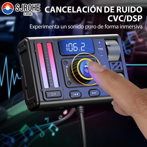 Mt02 Bluetooth 5.3 Transmisor Fm Para Automóvil Color Black