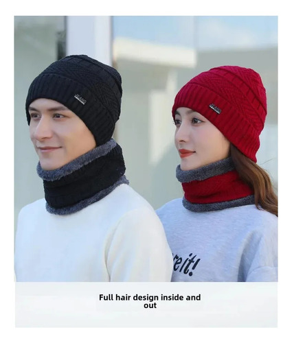 Conjunto De Gorro De Invierno De Punto Y Bufanda, Forro Pola