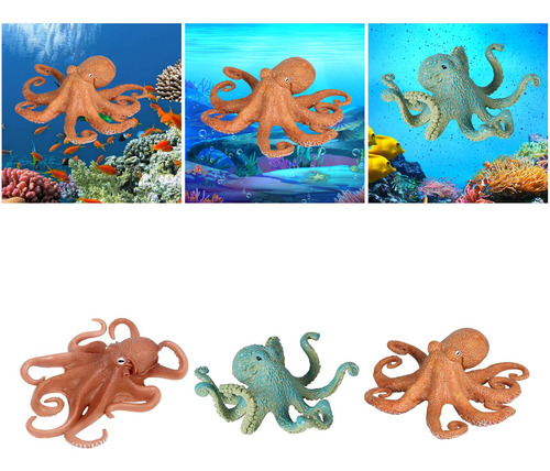 3 Uds Figuras De Pulpo De Animales Marinos Animales Marinos