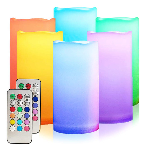 Salipt Velas Led Sin Llama Multicolor, Juego De 6 Velas Led