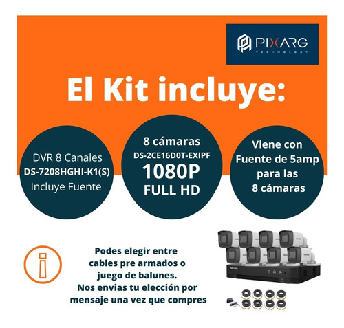 Imagen 2 de 10 de Kit 8 Camaras 2mp 1080p Ext Hikvision Dvr Fullhd Lite P2p Qr