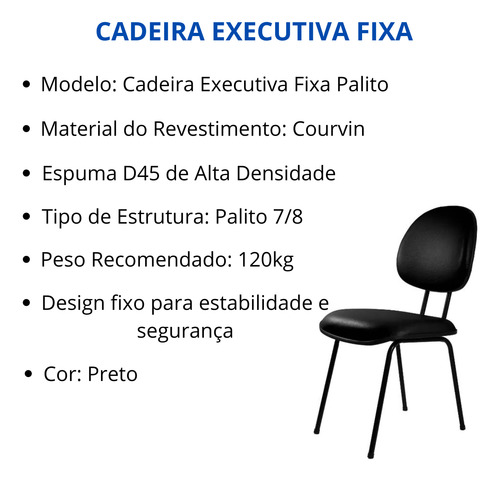 Kit 4 Cadeiras Executiva Fixa Ergonômica P/ Escritório Home