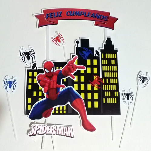  Cake Topper Adorno Para Torta Spiderman Hombre Araña