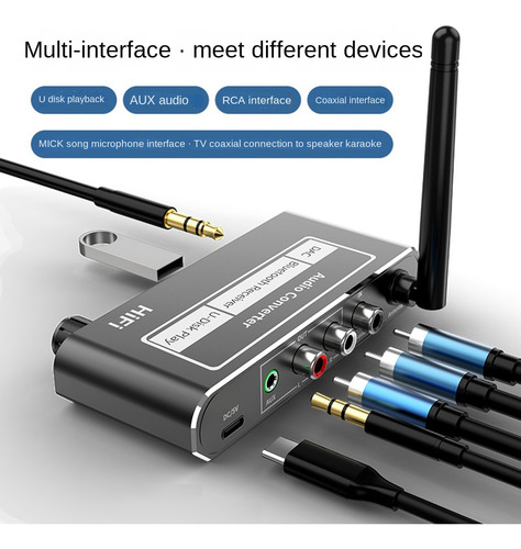 Conversor Hifi Dac Sem Fio Bluetooth 5.2 Receptor Audio Coa