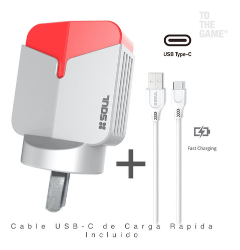 Imagen 2 de 6 de Cargador + Cable Usb C Fast Charge 30w Cable Tipo C Reforzad