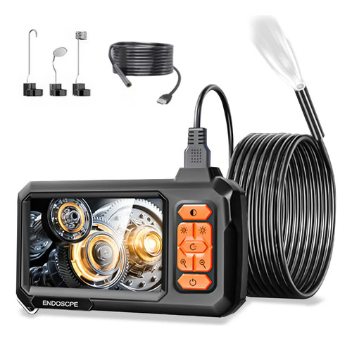Cámara Endoscopio Industrial Boroscopio 1080p 4.3'' Hd 5m Impermeable - Ideal Para Inspección Automotriz, Tuberías Y Reparaciones Domésticas Con Accesorios Incluidos (gancho, Imán)