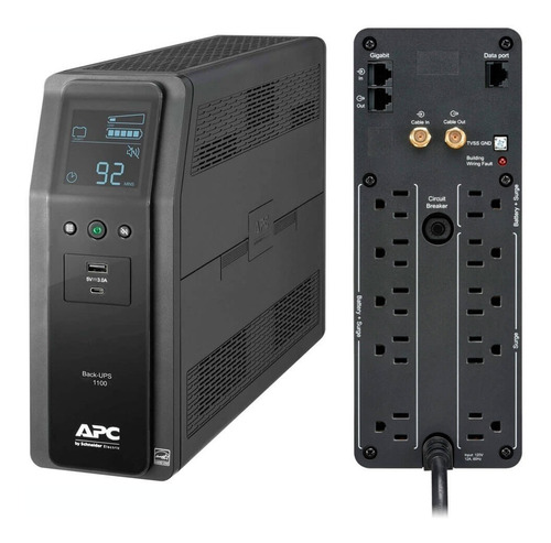 APC Back-UPS Pro BR BR1100M2-LM 1100VA entrada y salida de 120V negro