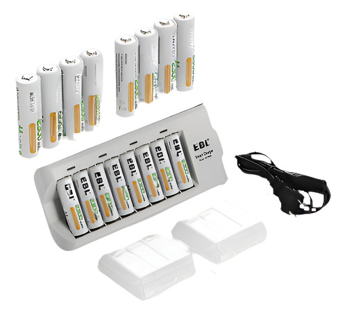 16 X Ebl 2300mah Aa/aaa Nimh Batería Recargable + 8 Ranura C