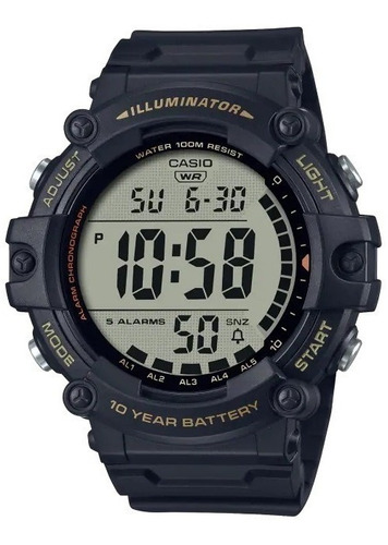 Reloj pulsera Casio AE-1500WH con correa de resina color negro - fondo gris