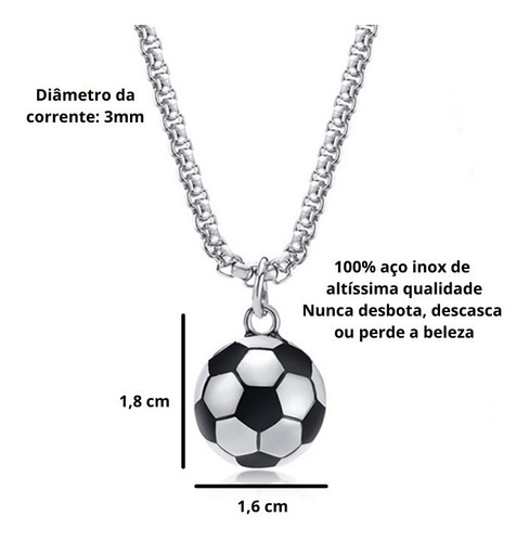 Imagem 5 de 5 de Colar Masculino Com Pingente Bola De Futebol