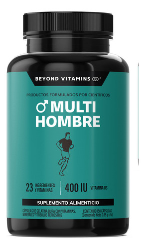 Multivitaminico De Hombre Con 23 Ingredientes + Vitamina D3 Sabor Sin sabor