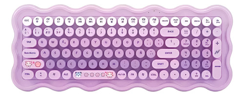 Combo Kit Teclado Y Mouse Inalámbrico Ergonomico Qwerty Violeta Violeta