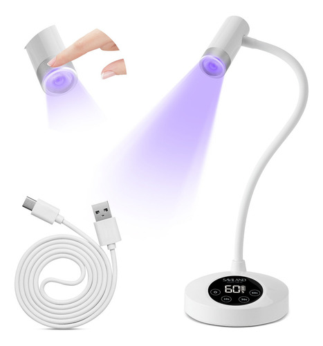 Saviland Lámpara De Uñas Uv Interruptor Táctil Automático Color Loto Blanco