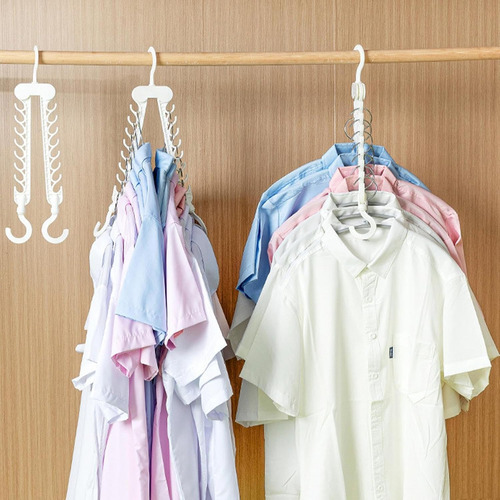 Gancho Organizador De Ropa Multiple Ahorrador Espacio 3 Pzs Color Blanco