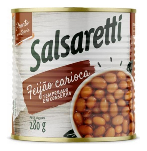 Feijão Carioca Temperado Em Conserva Lata 280g Salsaretti