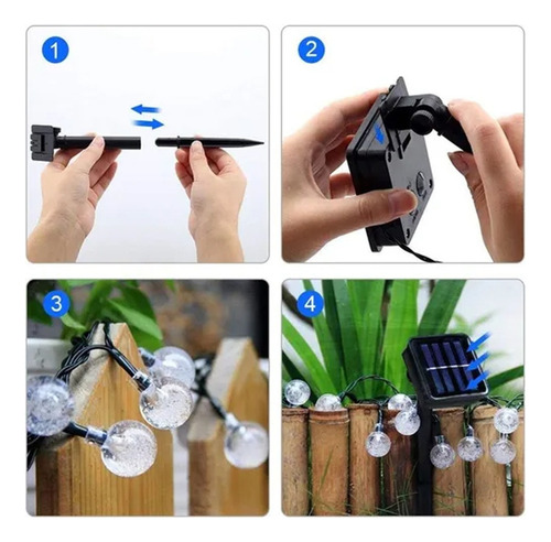 Cadena De Luz Solar Serie 12m 100leds Impermeable Acrílico