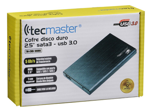 Cofre Case Disco Duro 2.5 Usb 3.0 Tecmaster Color Negro