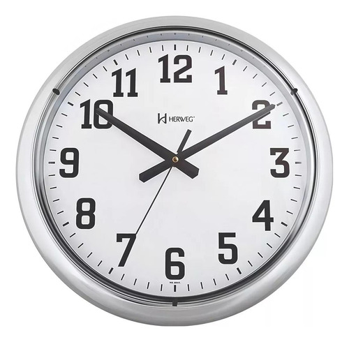 Relógio Parede Herweg 660128-028 Cromado 40cm