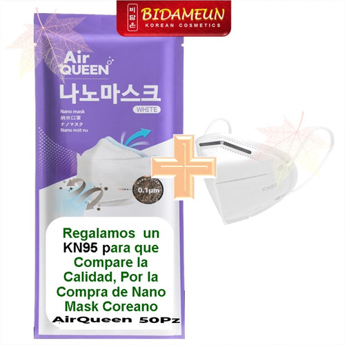 Bidameun Cubrebocas Coreano Promoción Airqueen 50pz+kn95