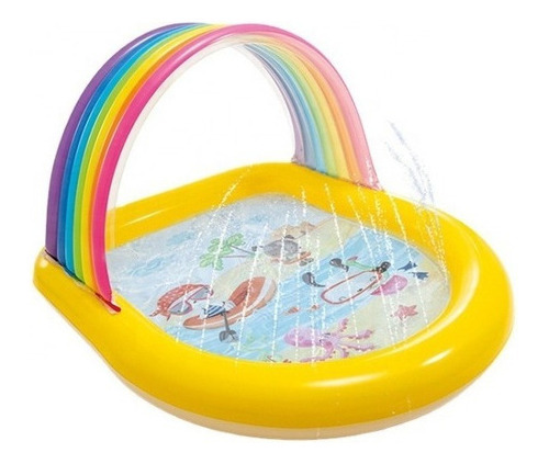 Piscina Inflable Arcoíris Con Rociador Intex