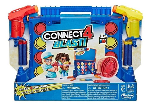 Connect 4 Blast, 2 Lanzadores Nerf Y 8 Dardos Original