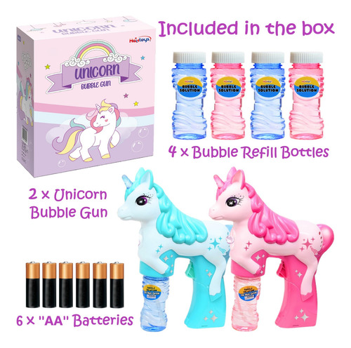 Pistolas Burbujas Unicornio Recarga Baterías Juguetes Niños