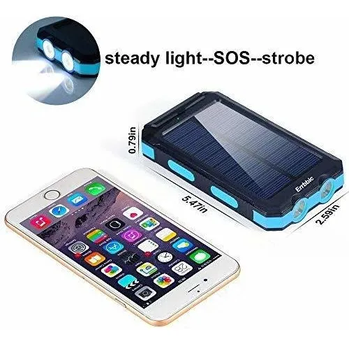 Cargador De Bateria Solar Portatil De 20000 Mah Impermeabl