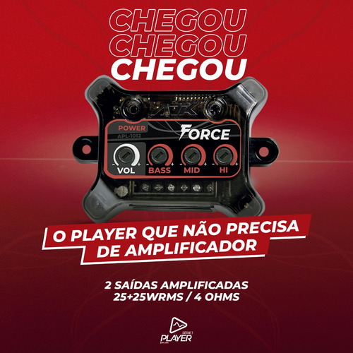 Player Amplificado Force Ajk C/fonte Bluetooth Som Caixa Bob