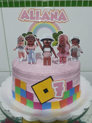 Topo De Bolo Topper De Bolo Pronto No Palito Roblox Menina