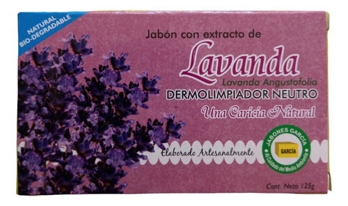 Jabon Natural Lavanda Frescura Antiséptico  Ecológico 125g