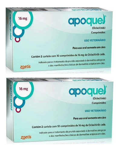 Kit Com 2 Unidades Apoquel 16mg 20comp-alivio Das Coceiras 