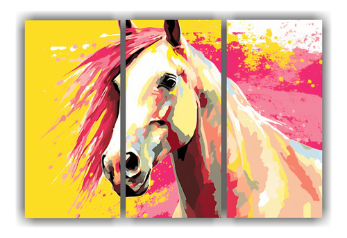 150x100cm Cuadro Tela Expresion: Caballo Clydesdale Amarillo