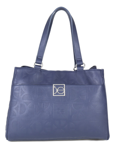 Bolsa Satchel Para Mujer Cloe Grande Diseño Monograma Color Azul marino